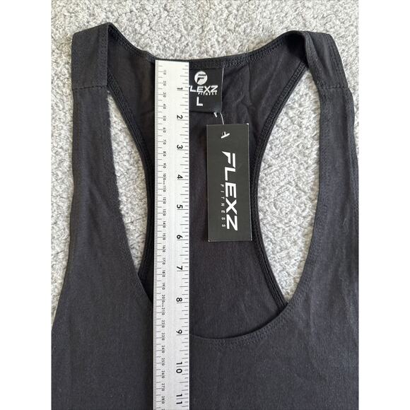 Men's Flex’s Fitness Muscle Tank Gym Active Wear Unisex Bodybuilding NWT Blk L - Picture 3 of 9